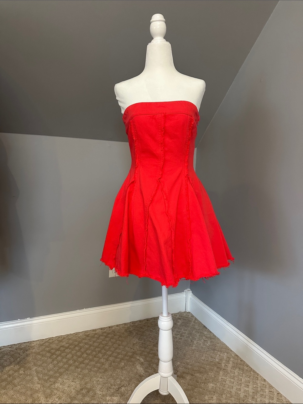 Strapless Red Fit & Flare Mini Dress